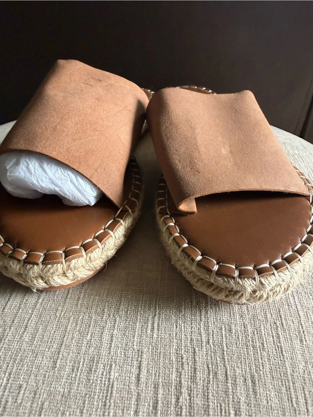 Abercrombie & Fitch Tan Suede Slide Espadrille Sandals